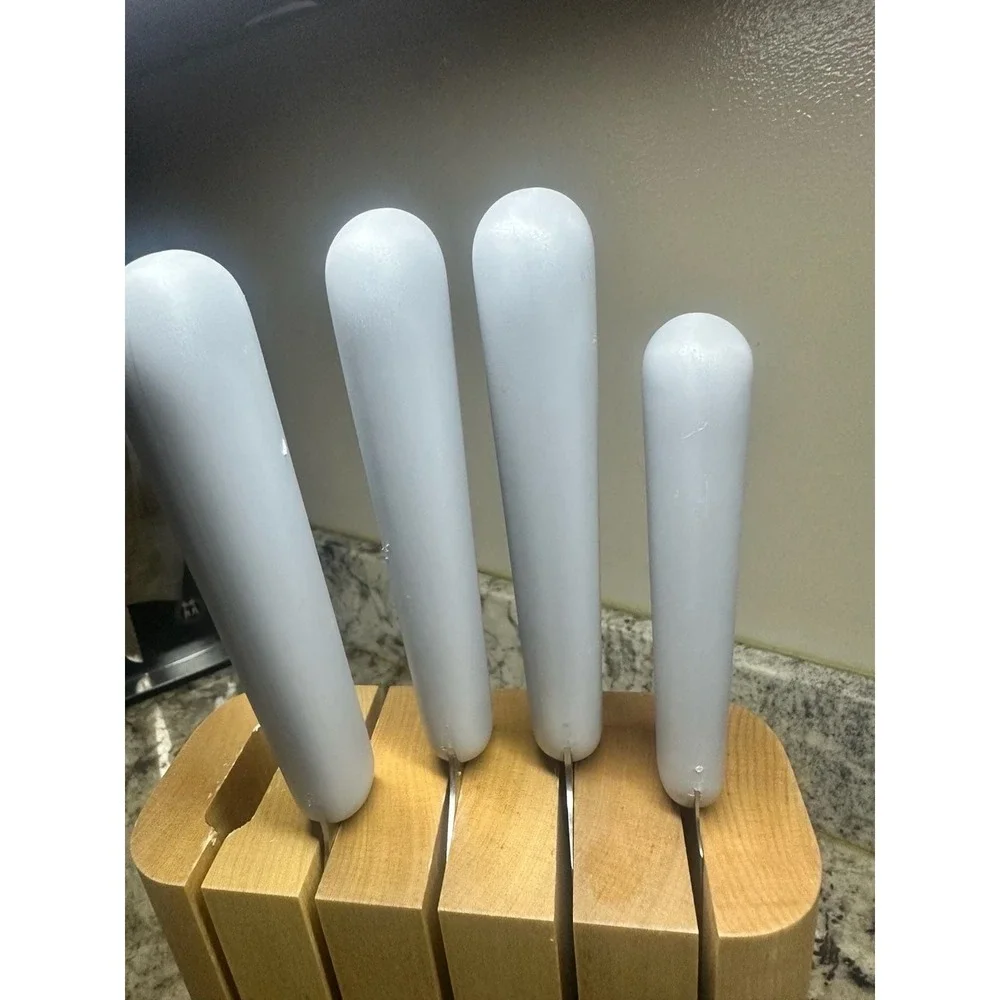 Caraway Home 5-Piece Knife Set with Wooden Block - Gray